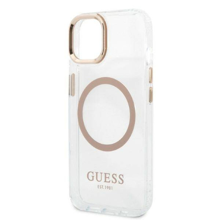 Guess Metal Outline Magsafe - Etui iPhone 13 (przezroczysty / złoty) (GUHMP13MHTRMD)