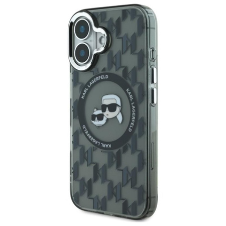Karl Lagerfeld IML Monogram Karl & Choupette Head MagSafe - Etui iPhone 16 (czarny) (KLHMP16SHMCKMHK)