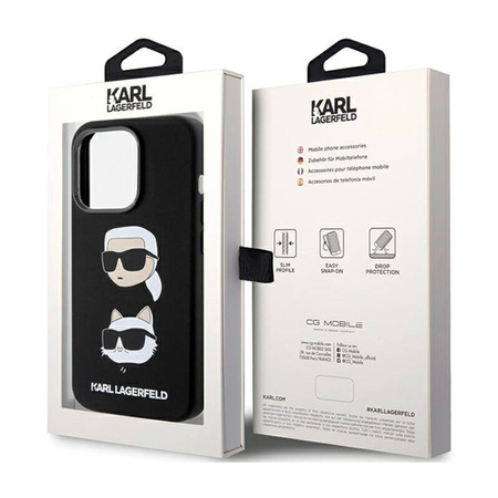 Karl Lagerfeld Silicone Karl & Choupette Heads - Etui iPhone 15 Pro (czarny) (KLHCP15LSDHKCNK)