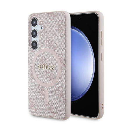 Guess 4G Collection Leather Metal Logo MagSafe - Etui Samsung Galaxy S24 (różowy) (GUHMS24SG4GFRP)