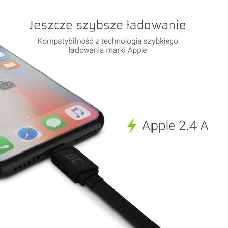 Green Cell GCmatte - Kabel Przewód Lightning 25 cm z obsługą szybkiego ładowania Apple 2.4A (KABGC02)