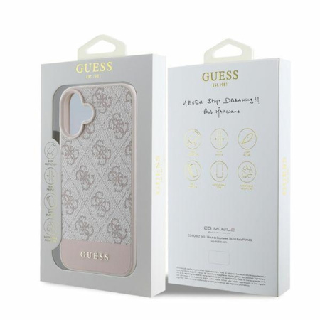 Guess 4G Bottom Stripe - Etui iPhone 16 (różowy) (GUHCP16SG4GLPI)