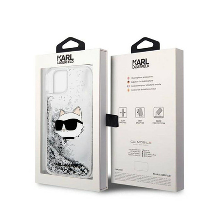 Karl Lagerfeld Liquid Glitter NFT Choupette Head - Etui iPhone 14 Plus (srebrny) (KLHCP14MLNCHCS)