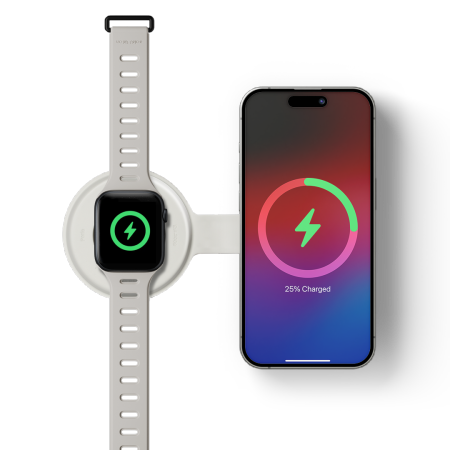 Native Union Voyage 2-in-1 Qi2 Wireless Charger - bezprzewodowa ładowarka podróżna Qi2 15W do dwóch urządzeń kompatybilna z MagSafe (sandstone) (VOY-2IN1-WL-SAN)