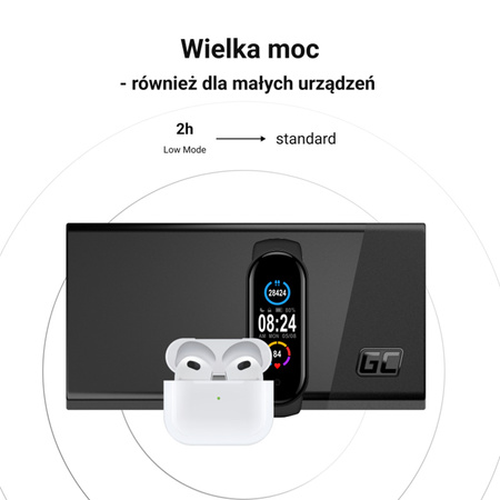Green Cell PowerPlay20s - Power Bank 20000 mAh z szybkim ładowaniem USB-A QuickCharge 3.0 oraz 2x USB-C Power Delivery 22.5W (czarny) (PBGC03S)