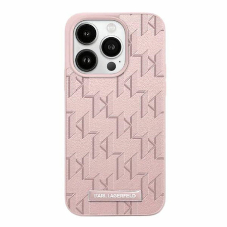 Karl Lagerfeld Leather Monogram Metal Logo - Etui iPhone 15 Pro Max (różowy) (KLHMP15XPKHPORPP)