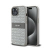 DKNY Leather Mono Stripe & Metal Logo - Etui iPhone 15 Plus / 14 Plus (beżowy) (DKHCP15MPRTHSLE)