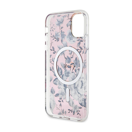 Guess Flower MagSafe - Etui iPhone 11 (Różowy) (GUHMN61HCFWSP)
