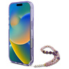Guess IML Flowers With Pearl Strap MagSafe - Etui iPhone 16 Pro Max (fioletowy) (GUHMP16XHFWBRCESU)