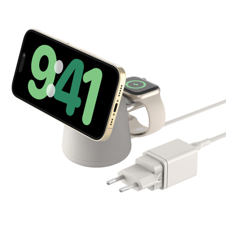 Belkin Ładowarka 3w1, magnetyczna Qi2 15W, do iPhone, AppleWatch, AirPods, kremowa (WIZ027VFH37)