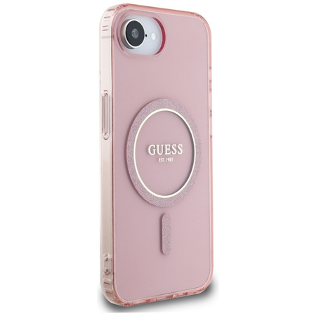 Guess IML Glitter Circle MagSafe - Etui do iPhone 16e (różowy) (GUHMPSE4HFGEREP)