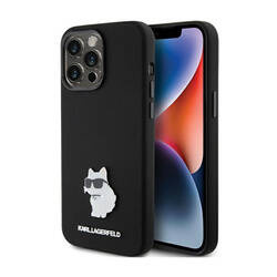 Karl Lagerfeld Silicone Choupette Metal Pin - Etui iPhone 15 Pro (czarny) (KLHCP15LSMHCNPK)
