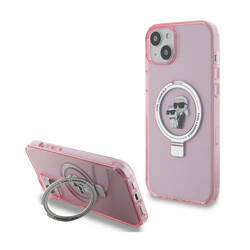 Karl Lagerfeld Ring Stand Karl & Choupette MagSafe - Etui iPhone 15 Plus (różowy) (KLHMP15MHMRSKCP)