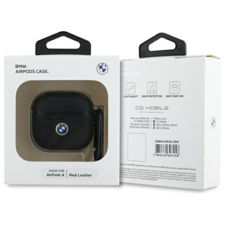 BMW Genuine Leather Silver Logo - Etui AirPods 4 (czarny) (BMA4SSLBK)
