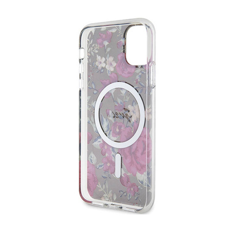 Guess Flower MagSafe - Etui iPhone 11 (Zielony) (GUHMN61HCFWSA)