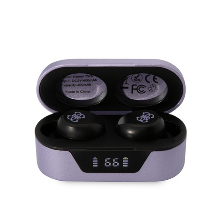 Guess True Wireless Earphones BT5.0 5H - Słuchawki TWS + etui ładujące (fioletowy) (GUTWST31EU)