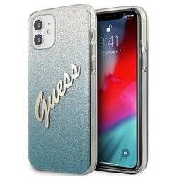 Guess Glitter Gradient Script - Etui iPhone 12 mini (niebieski) (GUHCP12SPCUGLSBL)