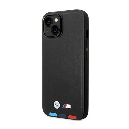 BMW Leather Hot Stamp Tricolor MagSafe – Etui iPhone 14 (Czarny) (BMHMP14S22PTDK)