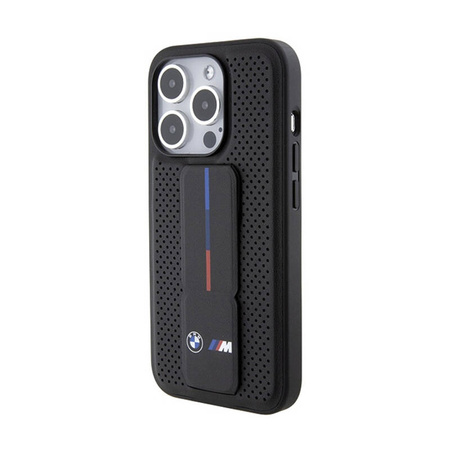 BMW Grip Stand Smooth & Perforated - Etui iPhone 15 Pro (czarny) (BMHCP15LGSPPRK)