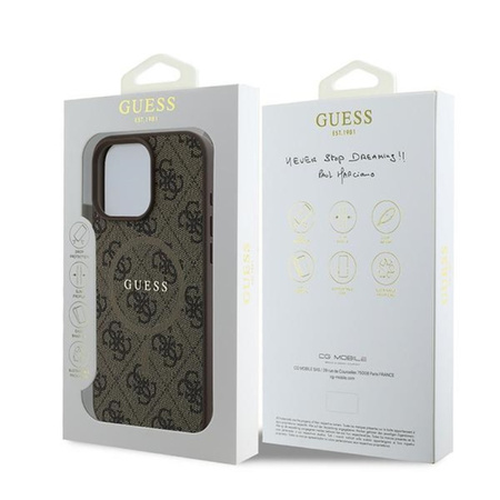 Guess 4G Ring Classic Logo MagSafe - Etui iPhone 16 Pro (brązowy) (GUHMP16LG4GFRW)