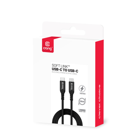 Crong Soft Link - Kabel 100W PD 5A USB-C do USB-C 120cm (czarny) (CRGSL120USCCBLK)