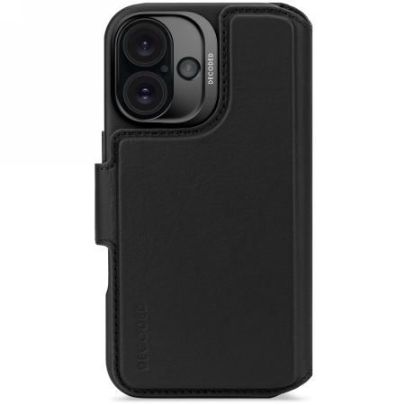 Decoded Leather Detachable Wallet - skórzana obudowa ochronna do iPhone 16 kompatybilna z MagSafe (black) (D25IPO16DW5BK)