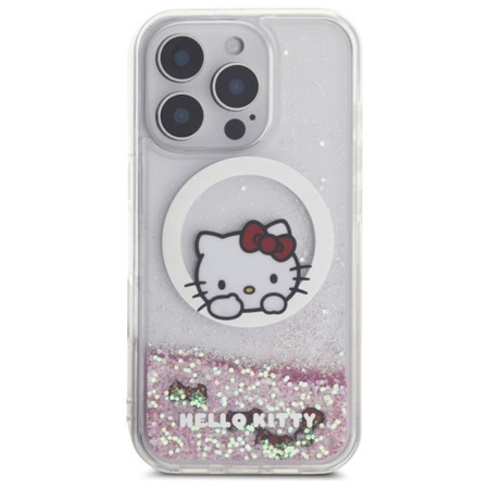Hello Kitty Liquid Glitter Sweet Kitty Bows MagSafe - Etui iPhone 16 Pro Max (biały) (HKHMP16XLSWKH)