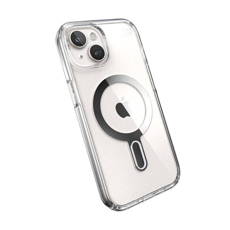 Speck Presidio Perfect-Clear ClickLock & MagSafe - Etui iPhone 16e / iPhone 15 / iPhone 14 / iPhone 13 (Clear / Chrome Finish / Serene Silver) (150441-3199)