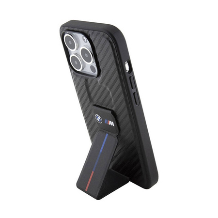 BMW Grip Stand Smooth & Carbon - Etui iPhone 15 Pro (czarny) (BMHCP15LGSPCCK)