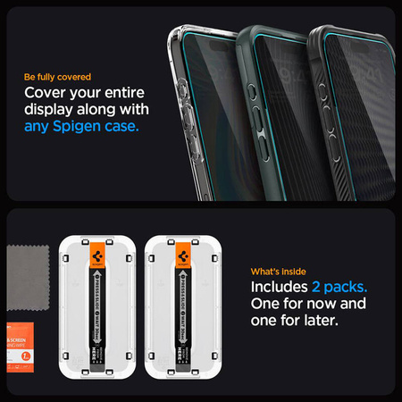 Spigen GLAS.TR EZ FIT Privacy 2-Pack - Szkło hartowane z filtrem prywatyzującym do iPhone 15 / 16 2 szt (AGL06905)