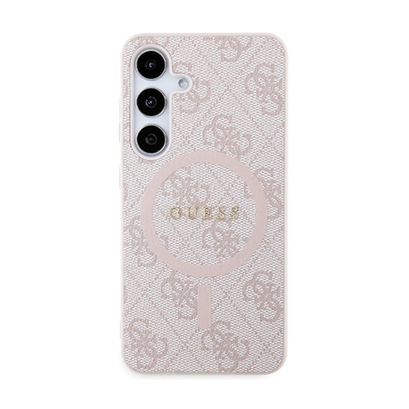 Guess 4G Collection Leather Metal Logo MagSafe - Etui Samsung Galaxy S24 (różowy) (GUHMS24SG4GFRP)