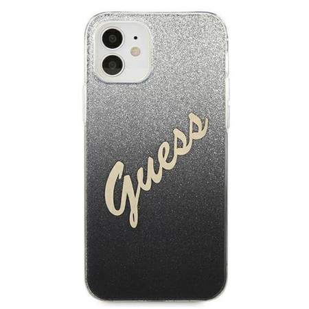 Guess Glitter Gradient Script - Etui iPhone 12 mini (czarny) (GUHCP12SPCUGLSBK)