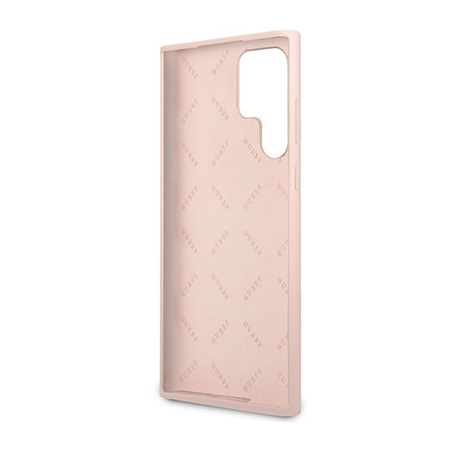 Guess Silicone Script Metal Logo - Etui Samsung Galaxy S23 Ultra (różowy) (GUHCS23LLSLMGPP)