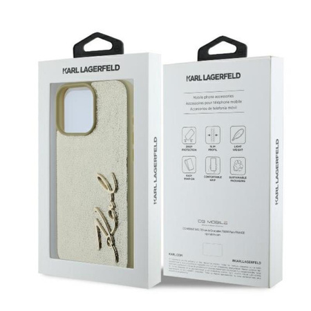 Karl Lagerfeld Metal Signature - Etui iPhone 16 Pro (złoty) (KLHCP16LPFMFBKMD)