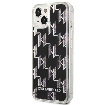 Karl Lagerfeld Monogram Liquid Glitter - Etui iPhone 14 Plus (czarny) (KLHCP14MLMNMK)
