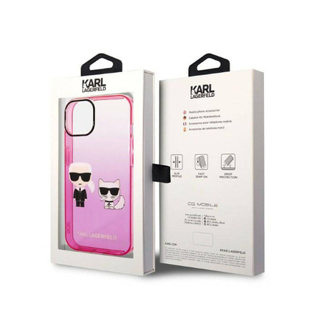 Karl Lagerfeld Gradient Ikonik Karl & Choupette - Etui iPhone 14 Plus (różowy) (KLHCP14MTGKCP)