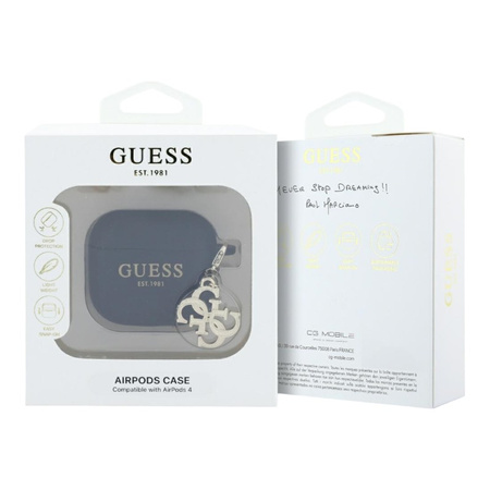 Guess Silicone 4G Charm - Etui AirPods 4 (czarny) (GUA4LECG4K)