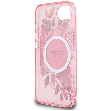 Guess IML Flowers MagSafe - Etui do iPhone 16e (różowy) (GUHMPSE4HFWBRCEP)
