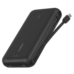 Belkin Powerbank 20 000 mAh, 30W, wbudowany kabel USB-C, USB-C, USB-A, czarny (BPB024HQBK)