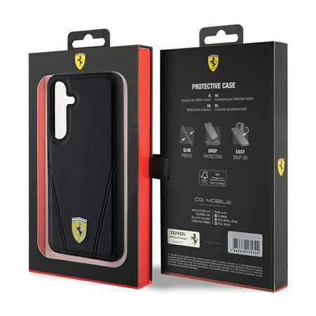 Ferrari Hot Stamp V Lines MagSafe - Etui Samsung Galaxy S24+ (czarny) (FEHMS24MP3BAK)