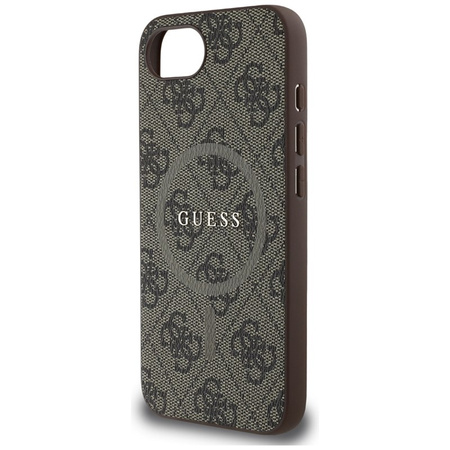 Guess 4G Ring Classic Logo MagSafe - Etui do iPhone 16e (brązowy) (GUHMPSE4G4GFRW)