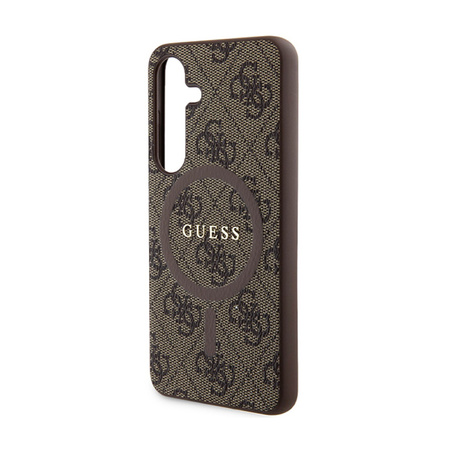 Guess 4G Collection Leather Metal Logo MagSafe - Etui Samsung Galaxy S24 (brązowy) (GUHMS24SG4GFRW)