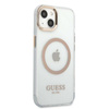 Guess Metal Outline Magsafe - Etui iPhone 13 (przezroczysty / złoty) (GUHMP13MHTRMD)