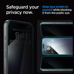 Spigen GLAS.TR EZ FIT Privacy - Szkło hartowane z filtrem prywatyzującym do iPhone 15 / 16 (AGL07121)