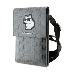 Karl Lagerfeld Saffiano Monogram Choupette - Torebka crossbody na telefon (srebrny) (KLWBSAKHPCG)
