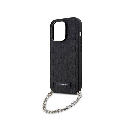 Karl Lagerfeld Saffiano Monogram Chain - Etui iPhone 14 Pro (Czarny) (KLHCP14LSACKLHPK)