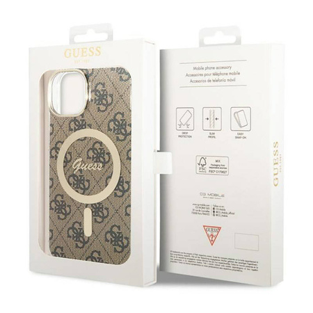 Guess 4G MagSafe - Etui iPhone 14 (Brązowy) (GUHMP14SH4STW)