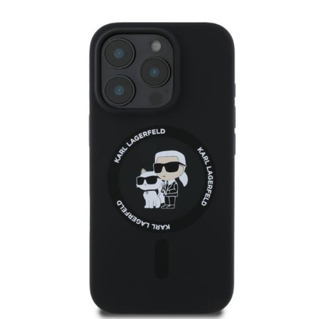 Karl Lagerfeld Silicone Karl & Choupette Ring MagSafe - Etui iPhone 16 Pro Max (czarny) (KLHMP16XSCMKCRHK)