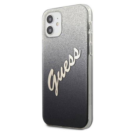 Guess Glitter Gradient Script - Etui iPhone 12 mini (czarny) (GUHCP12SPCUGLSBK)