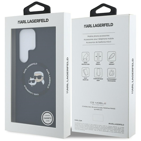 Karl Lagerfeld Silicone Double Heads And Circle MagSafe - Etui Samsung Galaxy S25 Ultra (czarny) (KLHMS25LSKCHTCK)